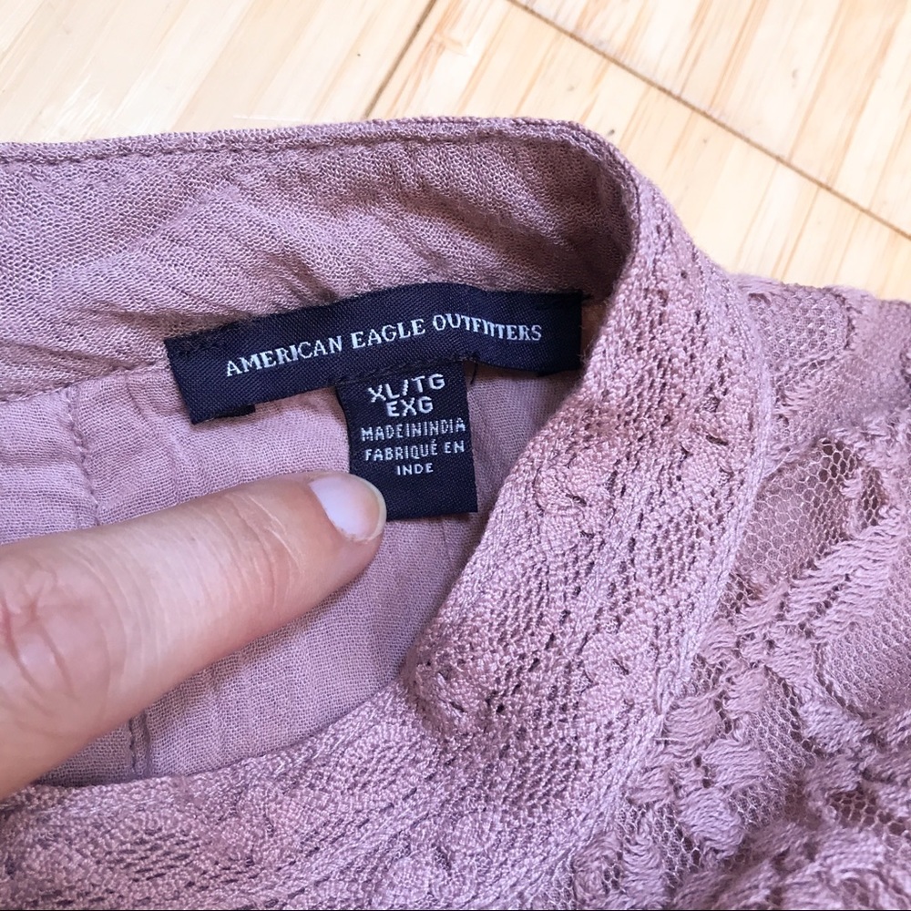 American Eagle AEO dusty rose lace top, XL. - Picture 3 of 8